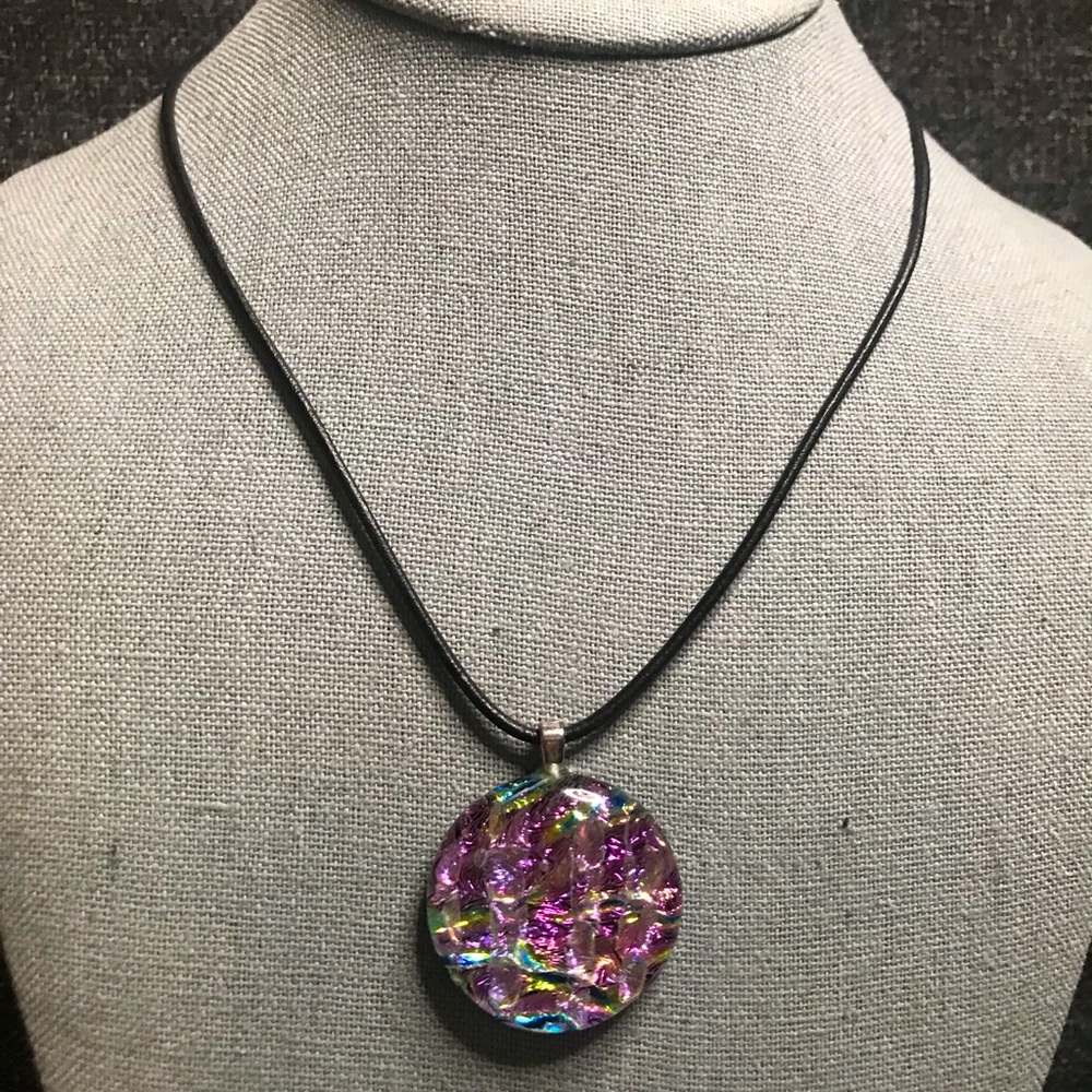 Handmade Glass Reflective Pendant Necklace